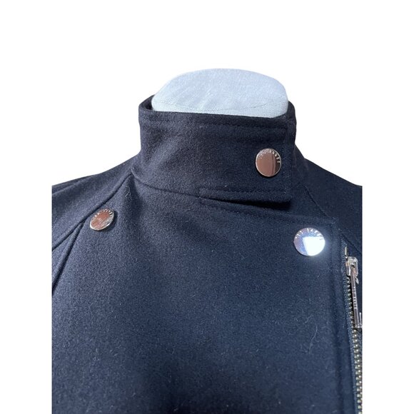 Ted Baker Black Retro 50s Swing Coat Small Wool Blend Prata Cape Jacket - Picture 9 of 14